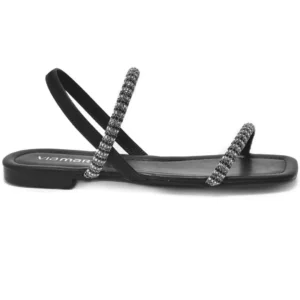 Rasteirinha Strass Feminina - Preta
