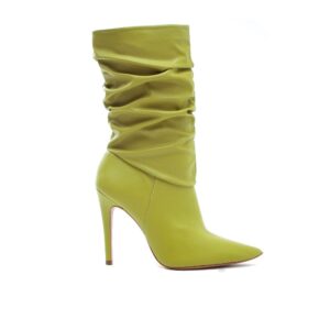Bota Feminina Cano Médio Sanfonada- Verde, Branco