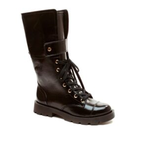 Bota feminina couro cano médio - Preto