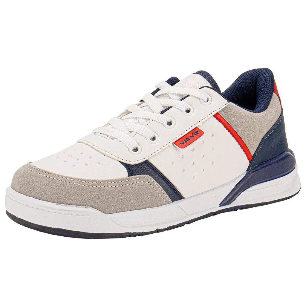 Tênis Masculino Branco Detalhes Azul - Infantil - Imagem 3