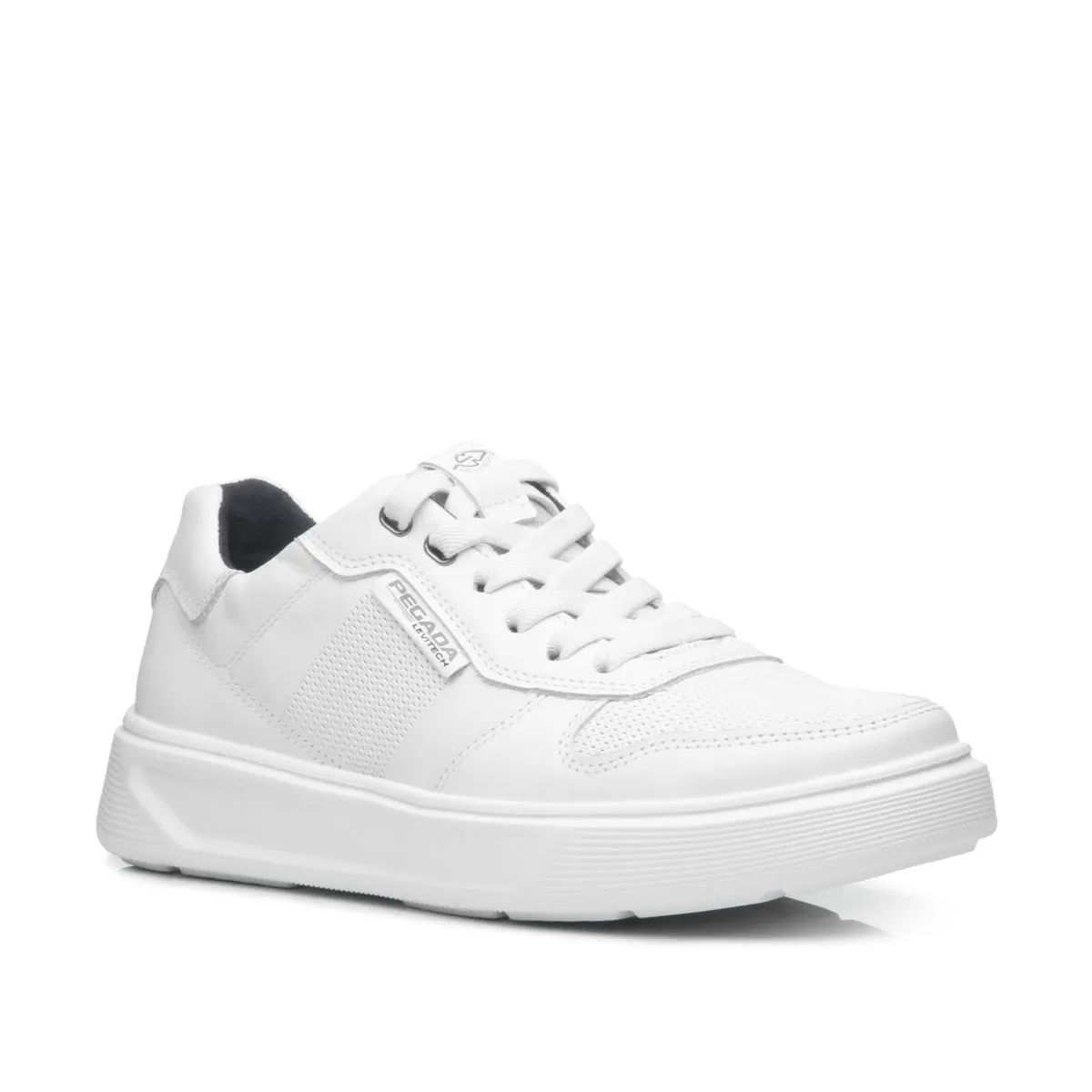 Tênis Casual Masculino em Couro - Branco - Imagem 3