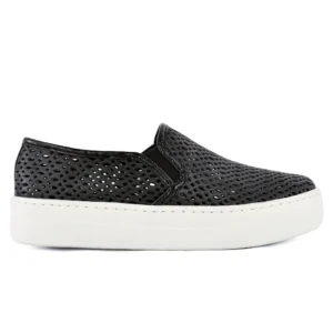 Tênis Slip On Woche Detalhe Perfuros - Preto